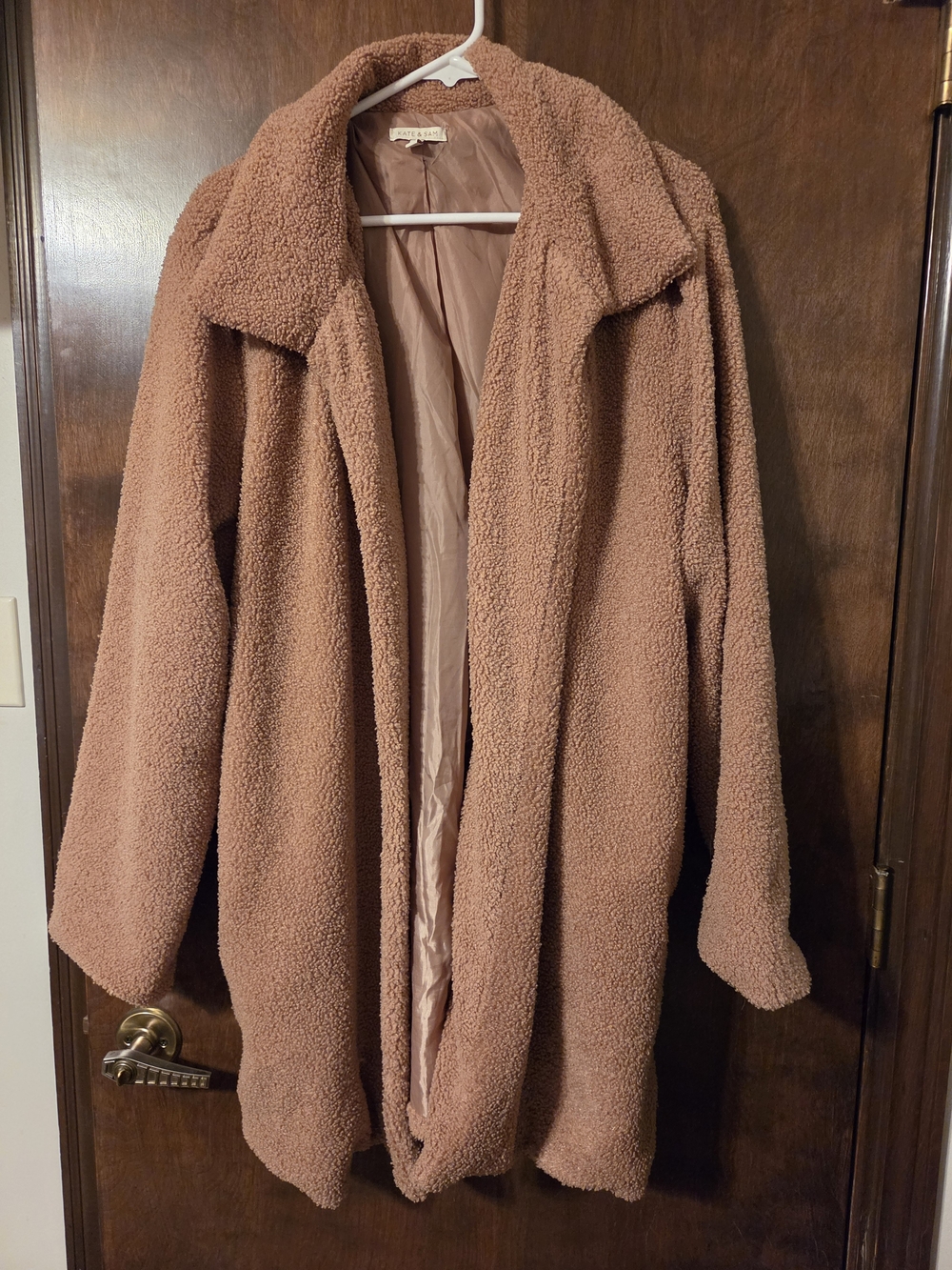 Kate And Sam Cozy Teddy Fleece Coat - Camel Brown